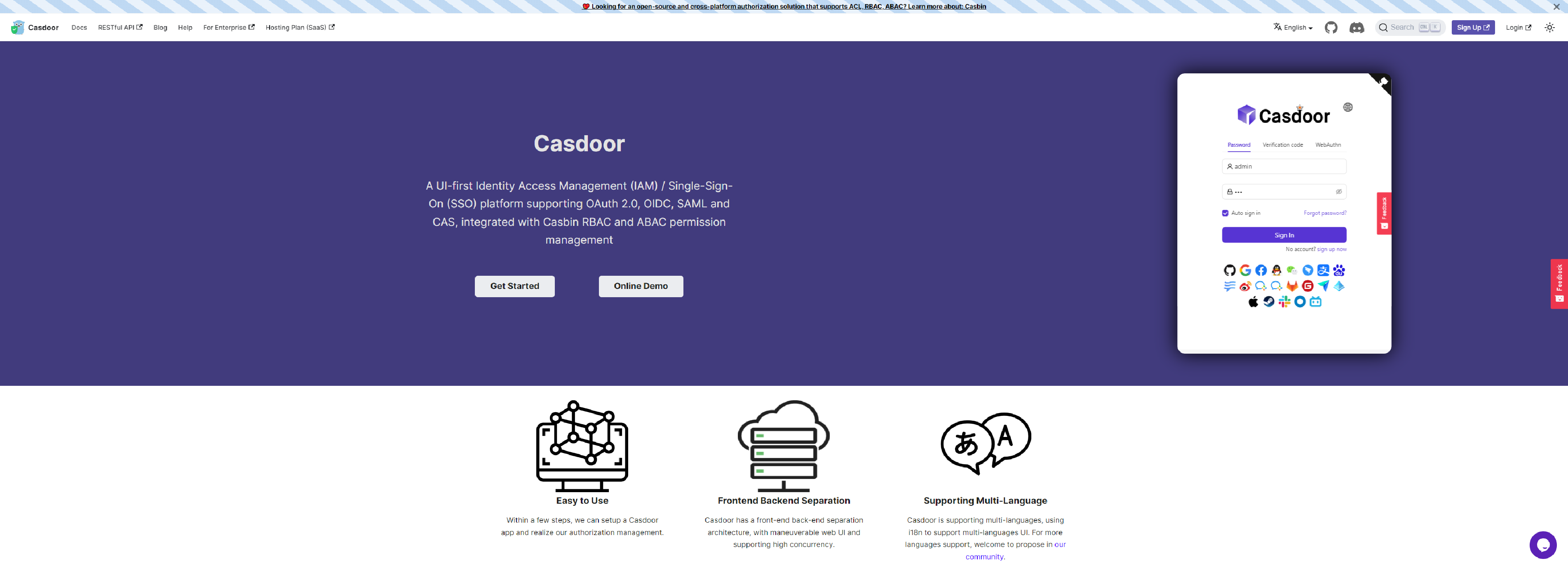 Facebook  Casdoor · An Open Source UI-first Identity Access Management  (IAM) / Single-Sign-On (SSO) platform supporting OAuth 2.0, OIDC, SAML and  CAS